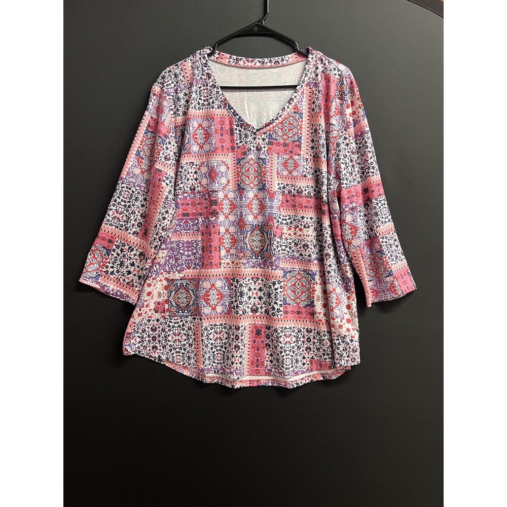 Womens Top Multicolor Floral Plus Sz‎ 2XL